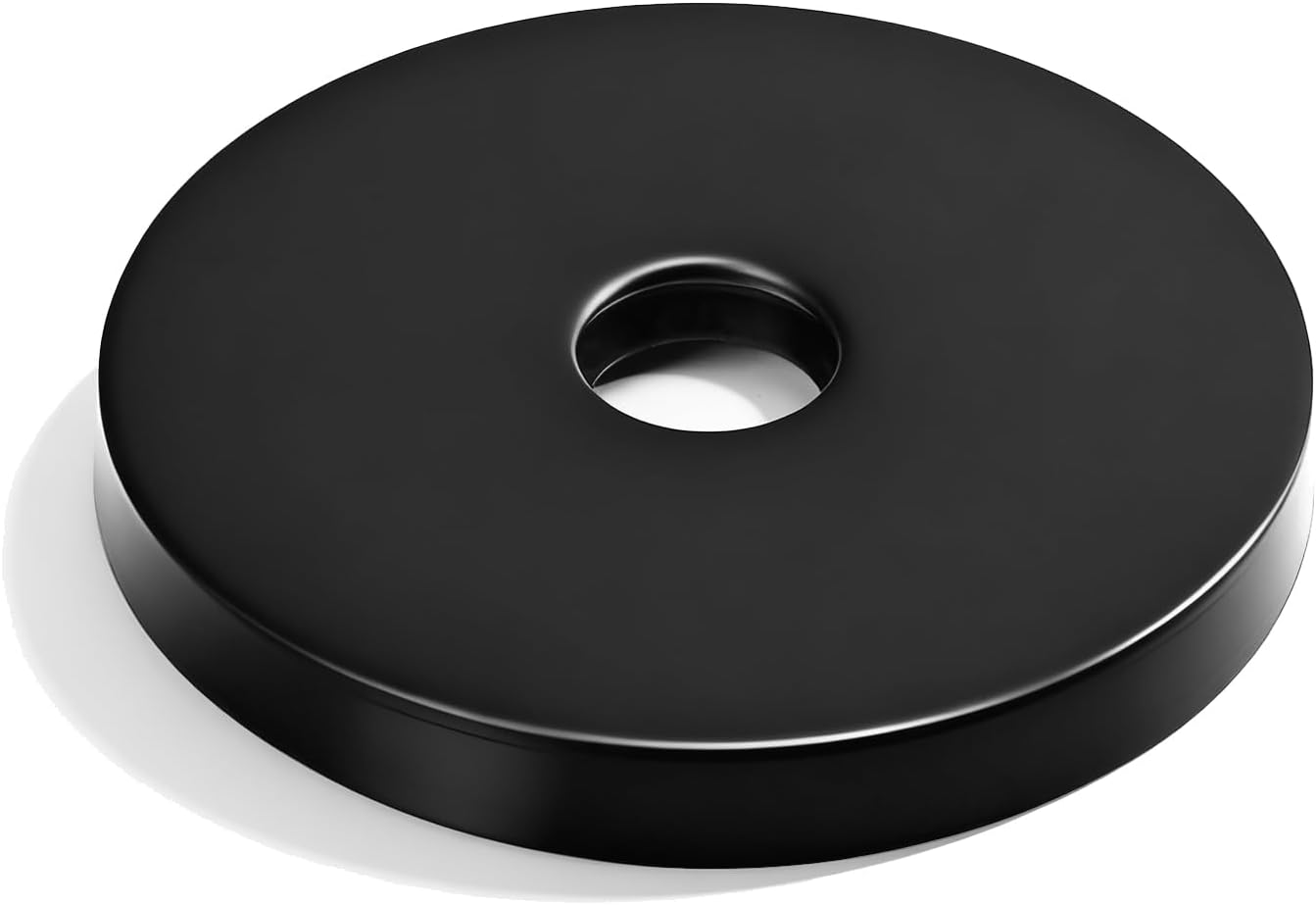 Black Shower Arm Flange Cover Plate 4 Inch Outer Diameter, Round Plumbing Cover Plates Shower Head Escutcheon Plate Ring Pipe Wall Covers Plates image 2