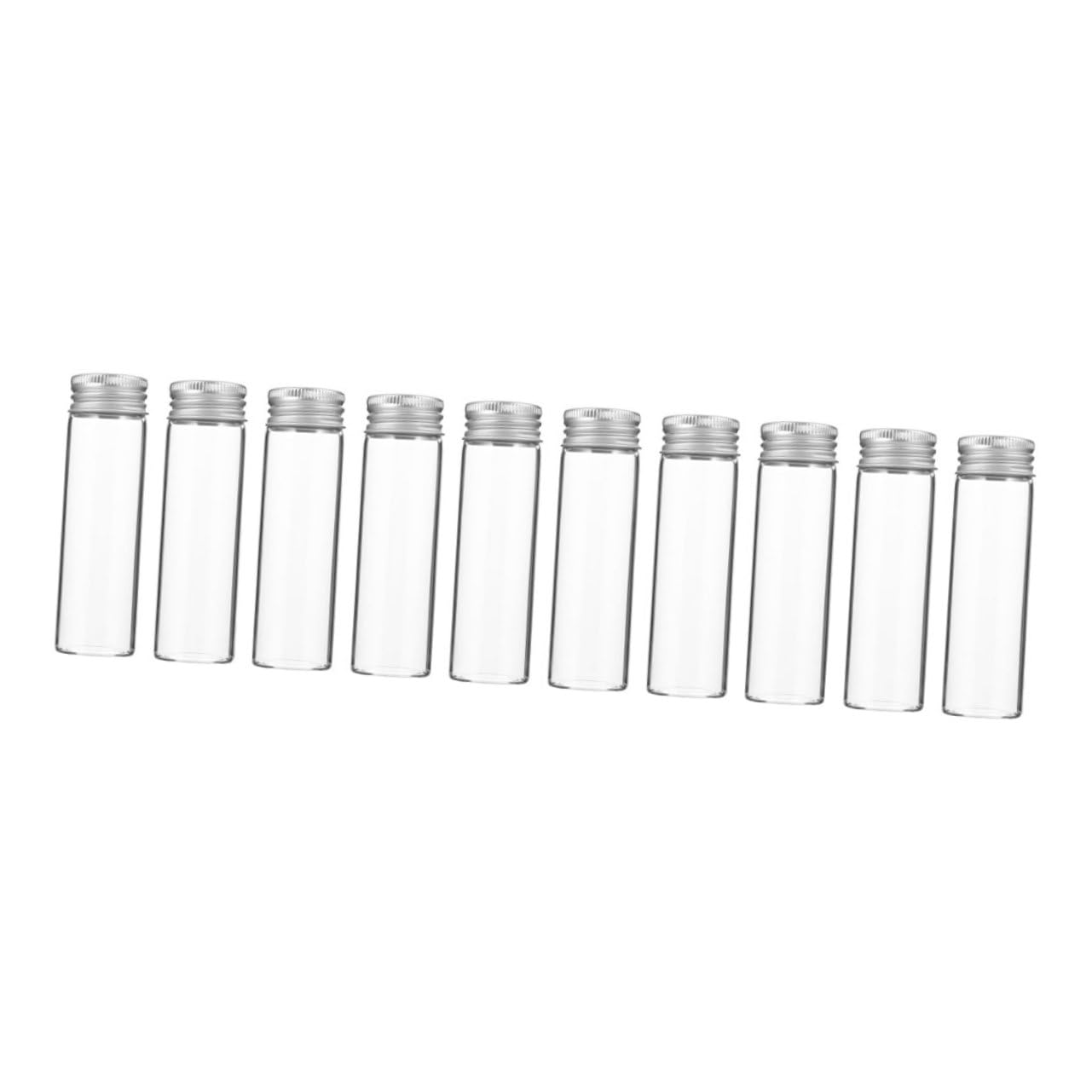 COLLBATH 10pcs Glass Bottle Scientific Test Tube Transparent Container Dispensing Bottles Test Tube Vials Cosmetics Bottle Test Tubes Spice Containers Refillable Empty Bottles Aluminum