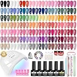 VANREESA Gel Nail Polish Set, 77 PCS Gel Nail Kit with U V Lamp 55 Colours White Nude Pink Gels Polish Set with Base and Top Coat Manicure Tools Nail Salon Sets DIY at home Gifts for Women