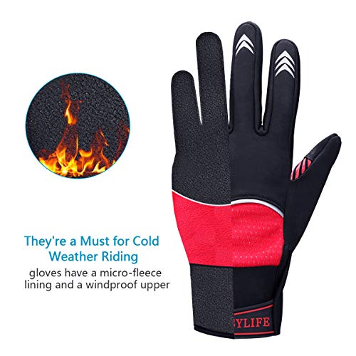 Cosy Life Cycling Gloves Mountain Bike Gloves MTB Gloves Full Finger Touch Screen Windproof Warm Anti-Slip Biking Gloves Unisex Bicycle Gloves for Men Women Running Cycling Driving Climbing Hiking - Thumbnail 5