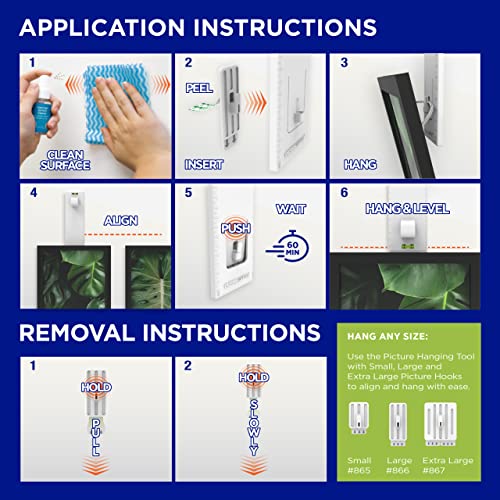Image of PermaStik Picture Hanging Kit Includes Removable Adhesive Hooks, 8 Large, 1 Hanging Tool, White