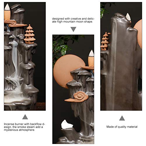 Garnek Queimador de incenso de cascata de fundo de cerâmica torre de montanha incenso para decoração