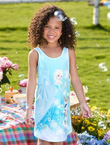 Image of Disney Stitch Princess Frozen Elsa Minnie Mouse Girls Tank Dress Sleeveless A-Line Sundress Summer Beach Clothes 2-9 Years