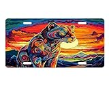 Wildlife Vanity Aluminum Front License Plate (Mountain Lion Tribal)