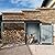 Outdoor Steel Firewood Rack and Metal Storage Shed Combo | Galvanized Steel Construction | Sloped Roof Design | Large Capacity Wood Storage | Multifunctional Garden Tool Shed | Weather-Resistant