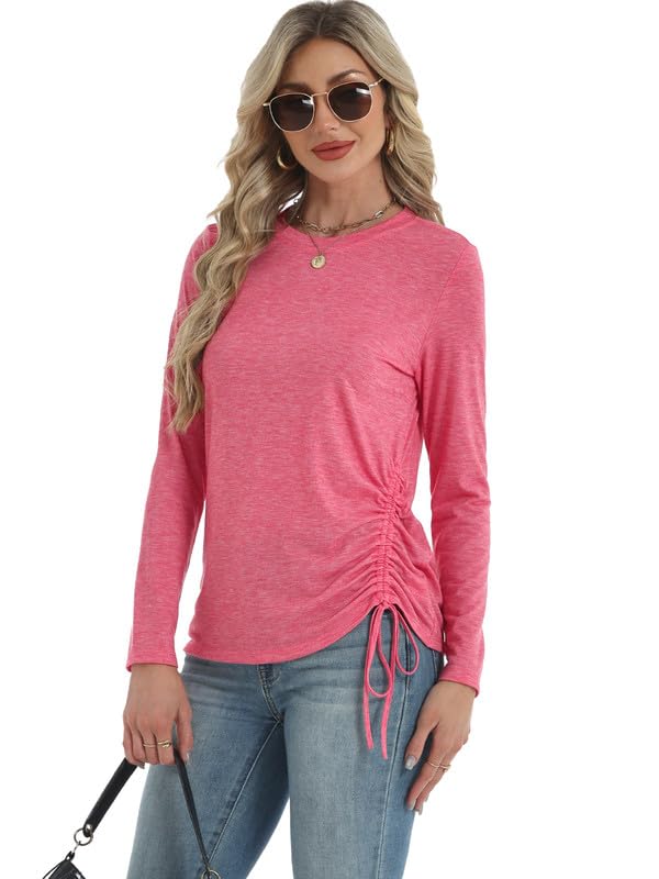 Womens Long Sleeve Shirts Crewneck Tops Loose Fit Stretch Casual Workout Basic Fall T-Shirts 20253