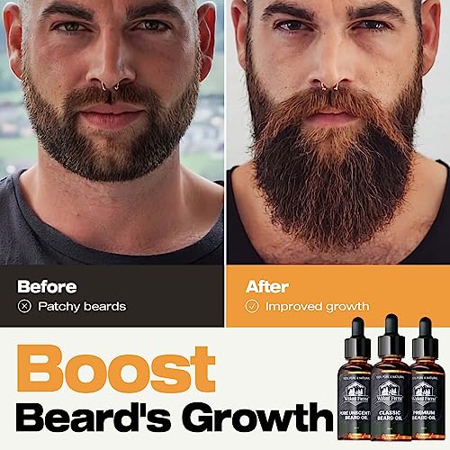 Beard Oil Set For Men Growth Beard Softener For Men Beard Care Kit For Men Itch Relief Beard Growth Oil 100% Natural Ingredients Beard Conditioner 3 Sceneted 3 Pack Strengthens Beard Nourish Skin #TOP4