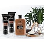 Luxury Mens Bath and Body Gift Set Basket For Him - Smoky Sandalwood - All Natural Skin Care Kit For Men w. Full Size Body Wash, Facial Scrub, Body Lotion, Deodorant in Leather Toiletry Bag - Image 2