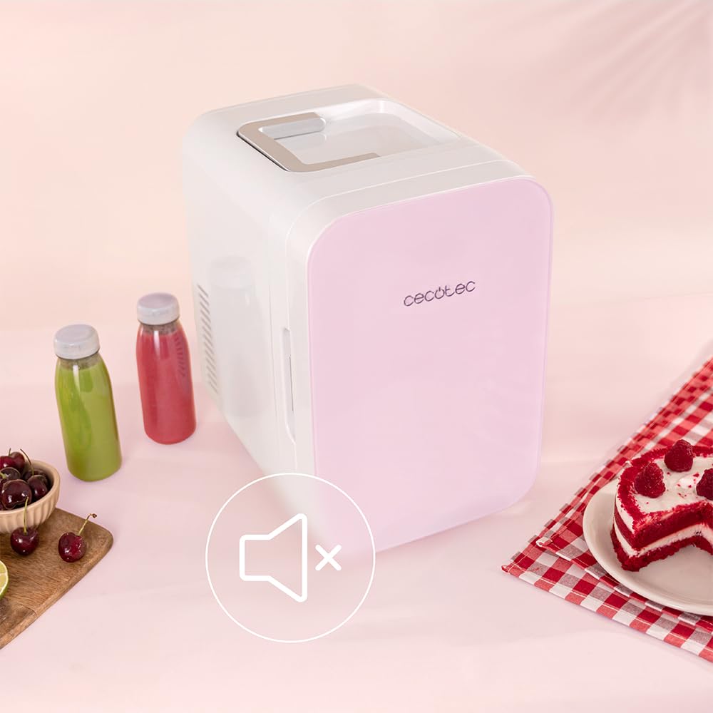 Cecotec MiniColing Mini Bolero lodówka 10 l Ba Pink. Pojemność 10 l, praca 12-220 V, kompatybilna z samochodami i karawanami, funkcja zimna i ciepła, regulacja temperatury od 7°C do 65°C