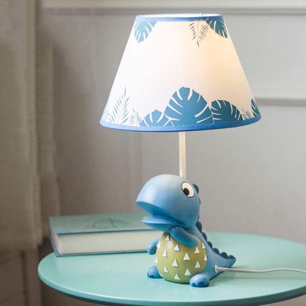 Lámpara de Escritorio, Habitación de Niños, Dinosaurio de Dibujos Animados, Dormitorio, Lámpara de Noche, Creativo, Cálido, Lindo, Mushes, Decoración para Niños, Pequeña,Azul-42Cm