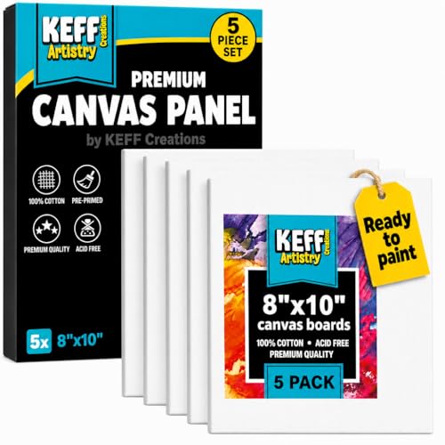 KEFF Canvas for Painting - 5-Pack 8x10 Canvas...