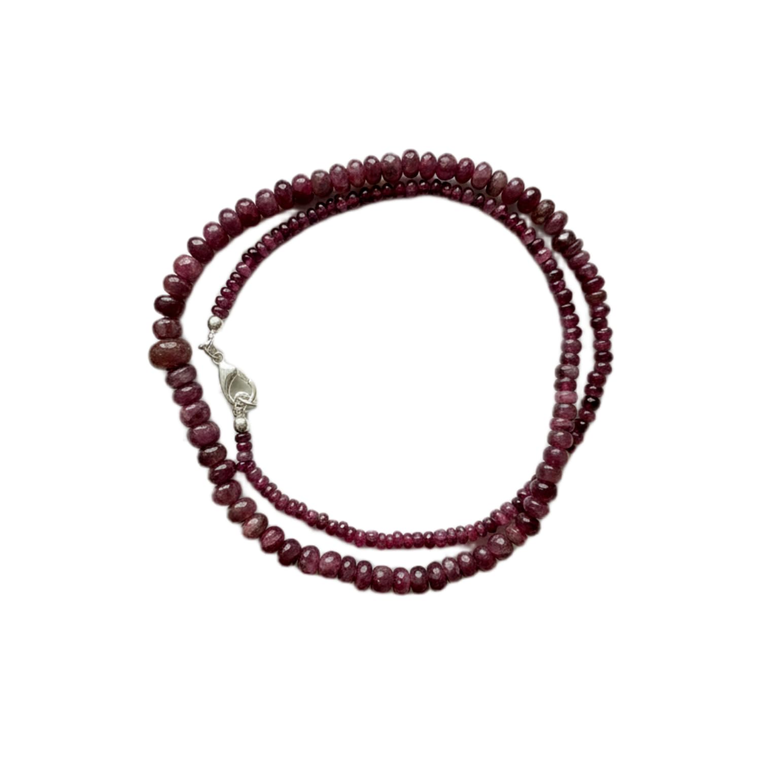 Collier perles rubis naturel rose 3-8mm bijoux lithothérapie 43cm - 7