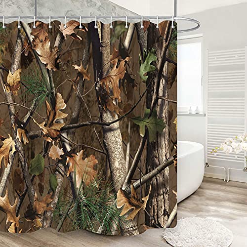 Gooesing Shower Curtain Set, Camo Tree Vintage Old Forest Camouflage Art #TOP4