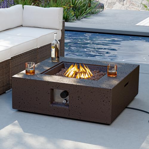 Outdoor Fire Pit, 35 inches Square Propane Gas Patio Fire