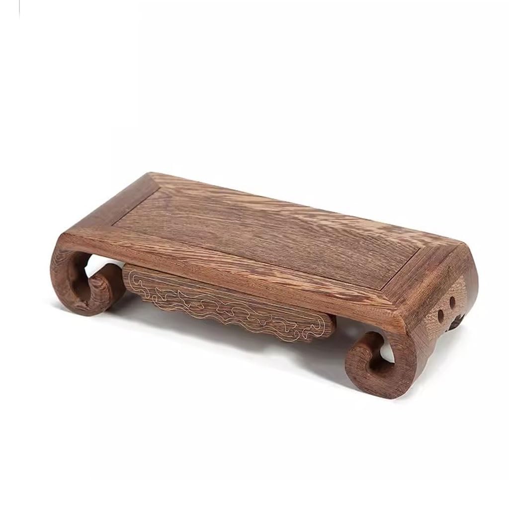 MPOPO Bonsai Pedestal Solid Wood Base Crafts Ornament Bracket Teapot Tray Rectangular Scroll Flower Bonsai Buddha Statue Vase Display Stands Pedestal Base(S)