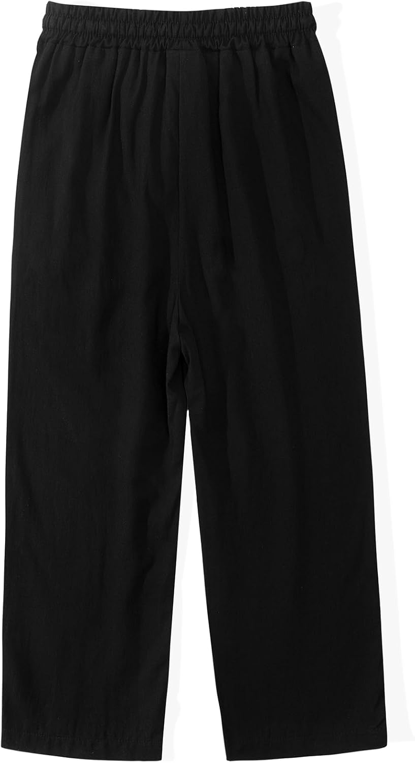 Spring&Gege Boys Pull on Linen Pants Textured Summer Casual Beach Pants Elastic Waist with Drawstring - Image 6