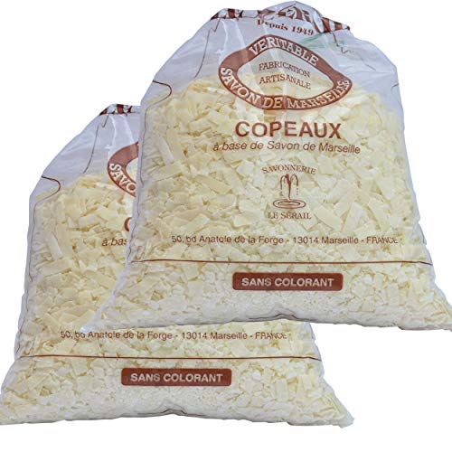 Lote de 2 virutas de jabón de Marsella, 1 kg, ligera fragancia naranja