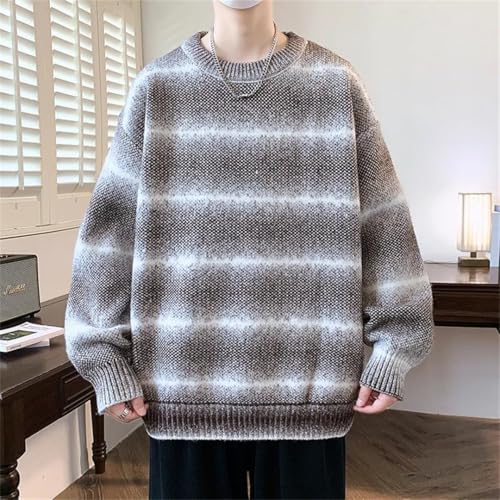 Mens Winter Sweaters Korean Style Soft Warm Print Sweater Casual Loose Long Sleeve Pullovers3
