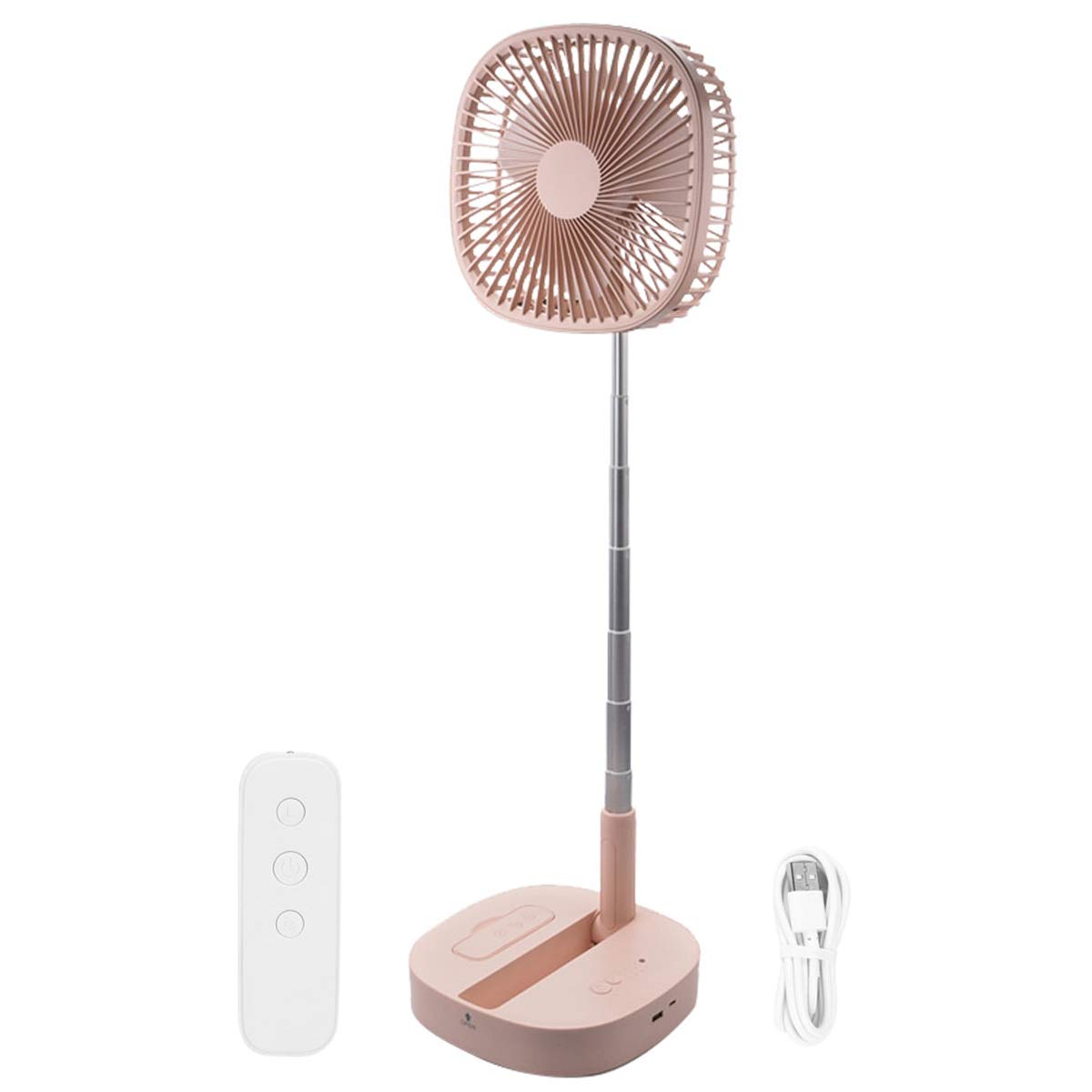 Stand Fan, 2 in 1 Telescopic Floor Desk Fan for Charging Mobile Phone, Folding USB 4 Speeds Travel Fan 7200mAh Rechargeable Battery