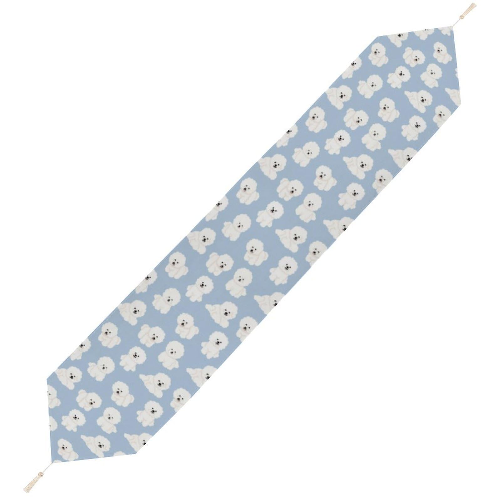 JZemdybill 178*33cm Table Runner with Tassel, Bichon Table Runner, Table Decoration for Kitchen, Party, Restaurant