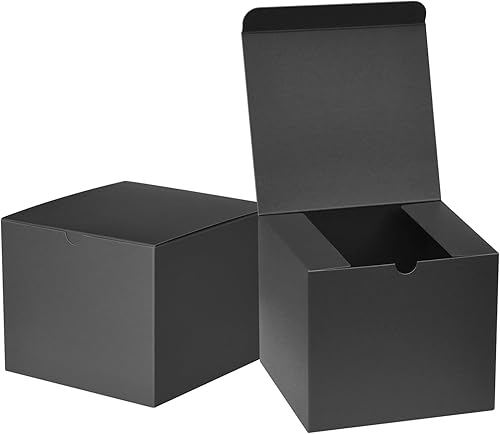Ueznea Cajas de regalo negras de 7 x 7 x 6 pulgadas (paquete de 25) cajas de papel kraft para propuestas de dama de honor, adornos de Navidad,