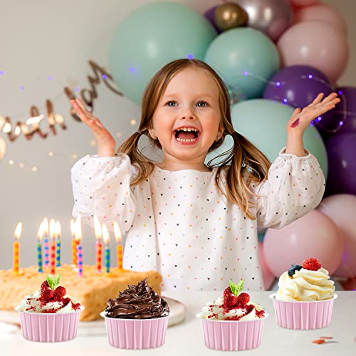 5Oz Cupcake Pans With Dome Lids 100 Pack,Lnyzqus Aluminum Foil Small Cake Baking Tin,Disposable Ramekins Cupcake Baking Cups Containers,Mini Pie Pans Muffin Tins Jumbo Cupcake Liners-Pink #TOP6