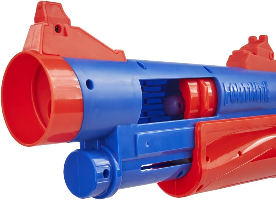 Nerf Fortnite Pump SG Blaster Pump Action Mega Dart Blasting Breech Load 4 for Youth, Teens, Adults, Multicolor, Big