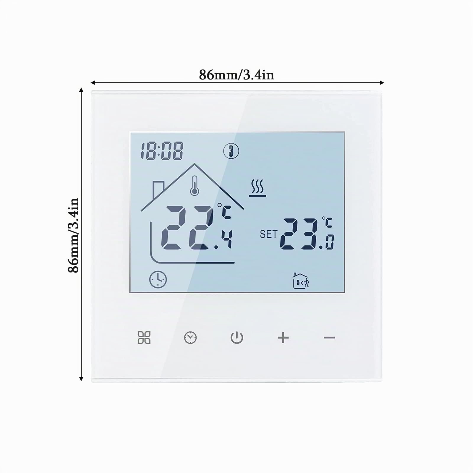 Termostato Digital para Habitaciones, Pantalla LED, regulador de Temperatura, programable semanalmente, para calefacción eléctrica por Suelo Radiante (Blanco,16 A)
