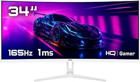 Monitor Gamer 34" Curvo Branco 1ms, 165Hz, UltraWide (QHD) - 3440x1440 AMD FreeSync, HDMI, DP, HQ Premium HQW34C16