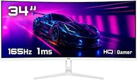 Monitor Gamer 34" Curvo Branco 1ms, 165Hz, UltraWide (QHD) - 3440x1440 AMD FreeSync, HDMI, DP, HQ Premium HQW34C16