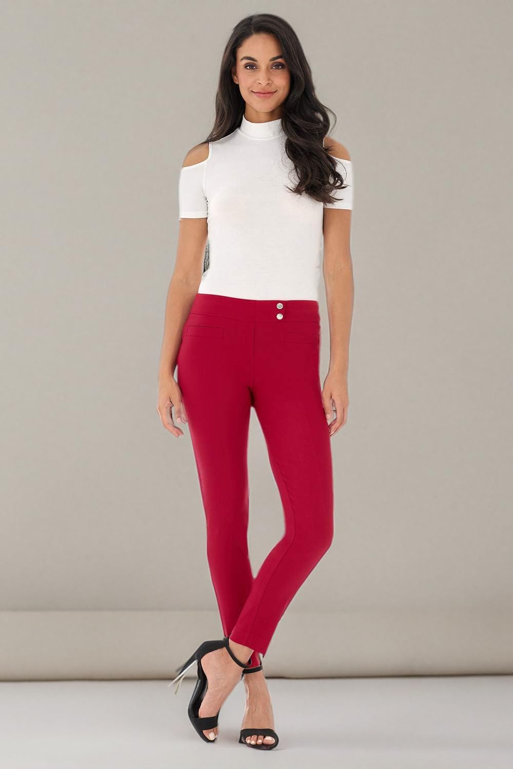 Rekucci Women's Ease into Comfort Slim Ankle Pant with Snaps - Image 6