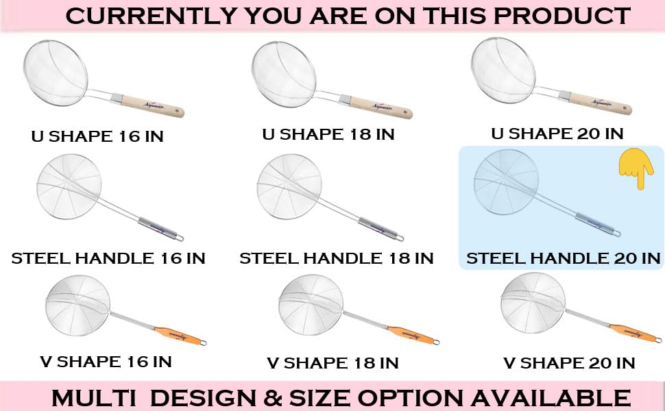 Signamio Diameter 16 cm Stainless Steel Deep Fry Net Spoon Oil Strainer for Kitchen - Frying Spoon for Puri & Poori Strainer Kitchen Utensil for Frying, Cooking & Straining Tool Steel Handle 2