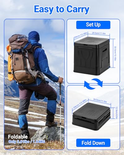 LakeForst Portable Folding Camping Toilet With Lid - 20L Capacity, Includes Trash Bags, Holds 330lbs