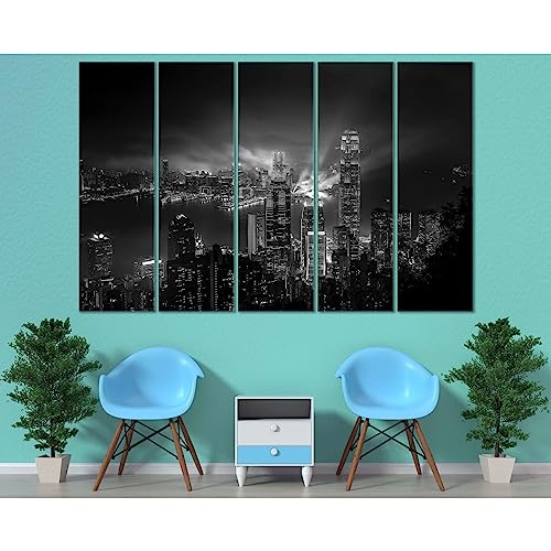 Toile Hong Kong Cityscape №3014 pour salon moderne et grand bureau