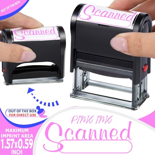 Bertiveny Scanned-Stamps Self Inking Custom Scan Stamp with Date Self-Inking Scanned Rubber Stamp Personailed for Business Supplies,Office Stamps for Scan,Pink