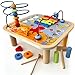 Produktbild bee SMART Buntes Holz-Spielcenter, 5 in 1 Spielcenter, Thema 'Ozean', Lernspielzeug Kinder Holz Spielzeug, Xylophon und Hammerspiel mit Schiebe-Elementen, Sortierspiel und Farbigen Schleifen