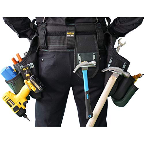 Melotough 28-Pocket Pro Framer's Combo Apron Tool Belt And Heavy Duty Padded Suspenders With Magnetic Desinger For Technician/Maintenance/Carpenter/And Electrician's Tools(Olive Green) #TOP4
