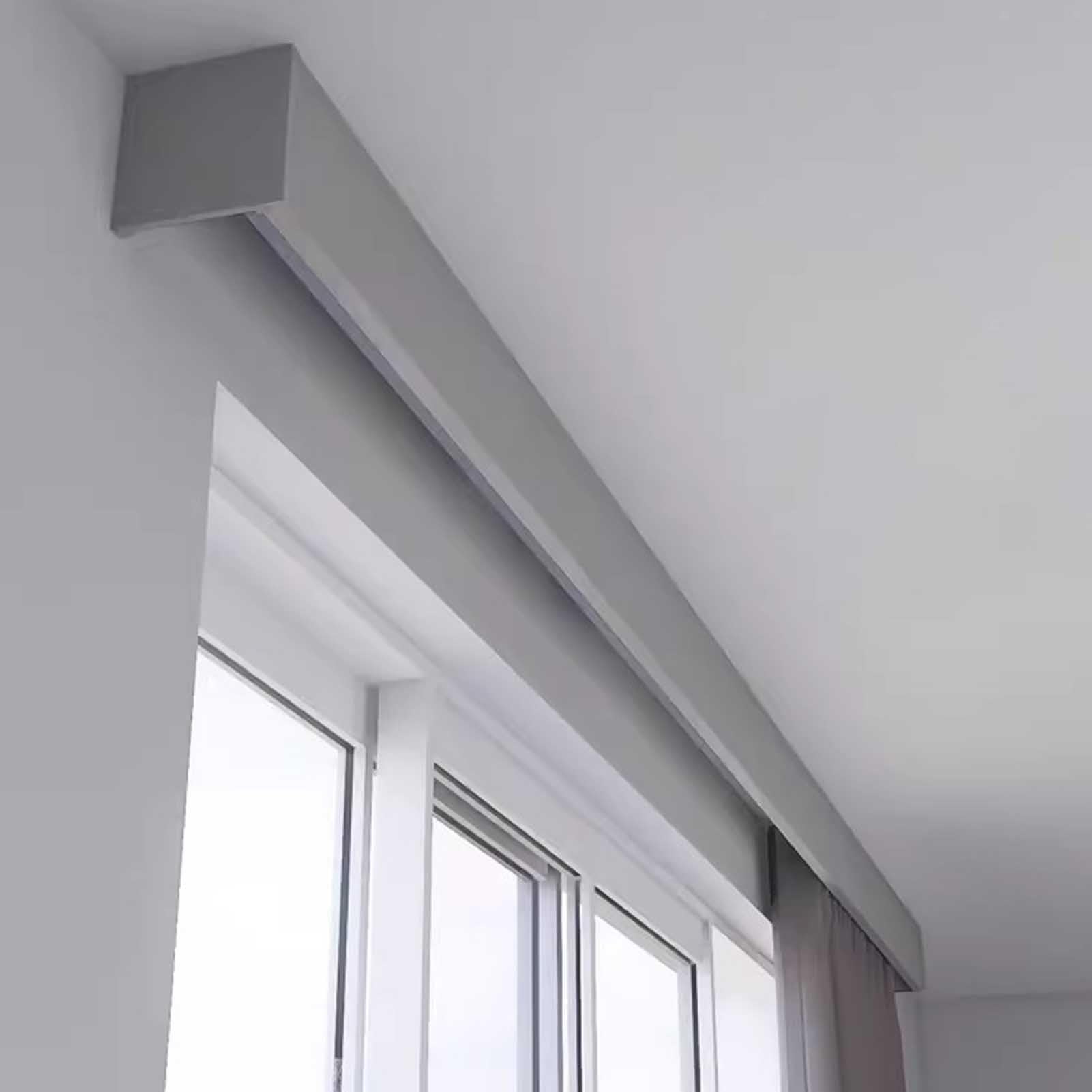 SFNIOKFG Ceiling Curtain Track Box Valance, Aluminum Alloy Curtain Pelmet Panel, Straight Curtain Rail Rod for Balcony Office, Home Decor Curtain Pole Cover(Gray,110cm/3.6ft)