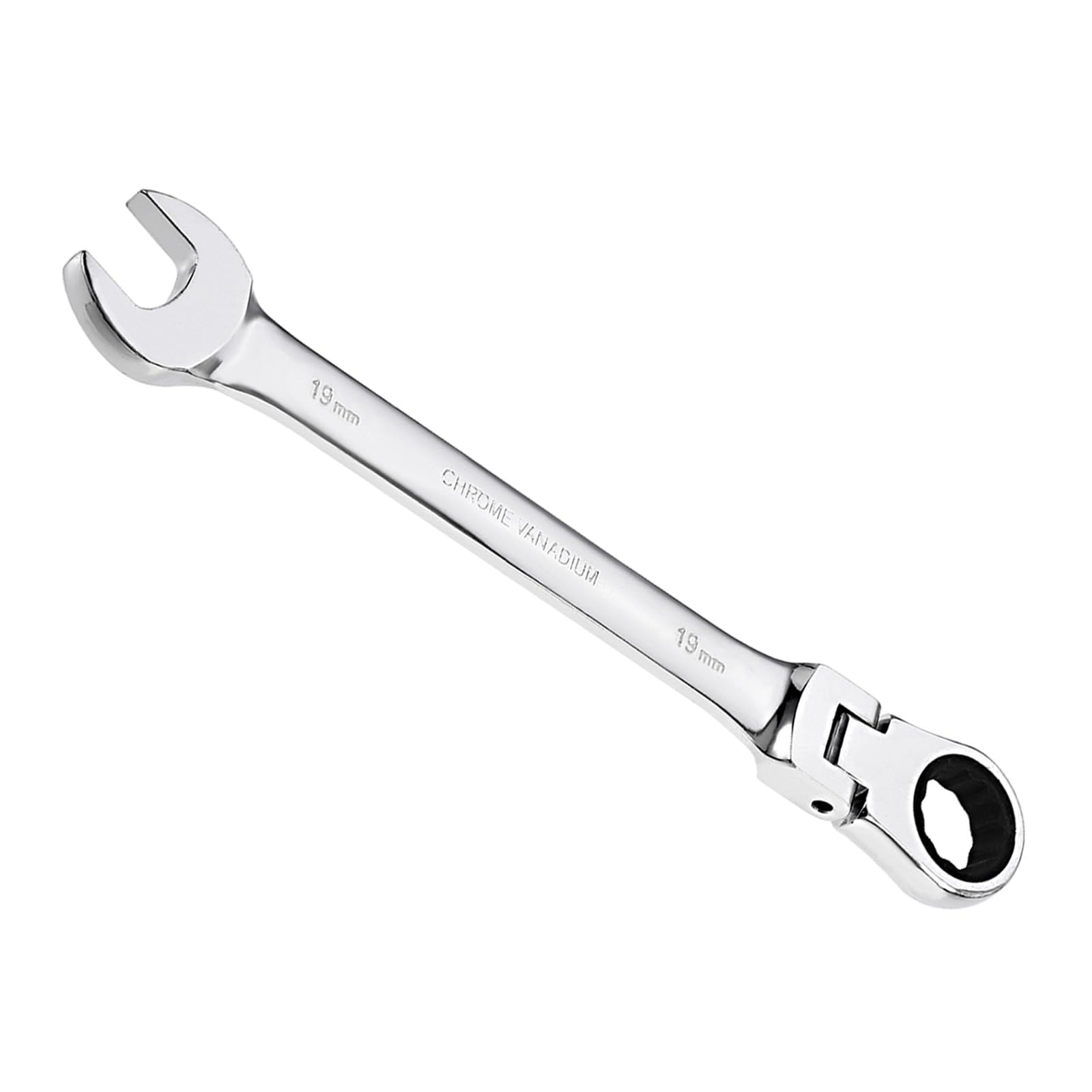 CoCud Flex-Head Ratcheting Wrench, 19mm Head Metric 72-Teeth, Cr-V Combination Wrench Spanner