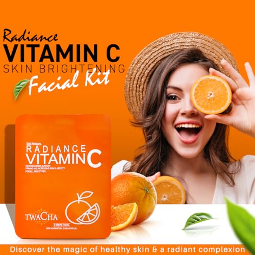Image of Twacha Radiance VITAMIN C Skin Brightening Facial Kit | Boosts Glow | Brightens Skin Complexion | Anti Aging | Suits All Skin Type | Ideal for both Men & Women (6 Steps Facial)