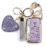 YIKECASE Key Fob Cover with Keychain Fit for Land Rover Car Key Holder Compatible with Range Rover Evoque Sport Velar Land Rover Discovery Jaguar F-Pace F-Type XE XEL XF XFL XJ, 5 Buttons (Purple)