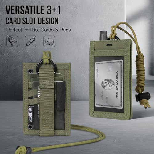 Image of OneTigris Tactical ID Card Badge Holder with Lanyard & Detachable Hook Loop