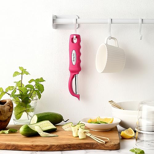 Image of Spring Chef Swivel Vegetable Peeler for Kitchen w /Soft Grip Handle, Pink