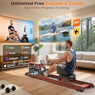 YOSUDA Water Rowing Machines for Home Use- Foldable Rower Machine 400LBS Weight Capacity with Dedicated Monitor & Bluetooth APP, Comfortable Seat