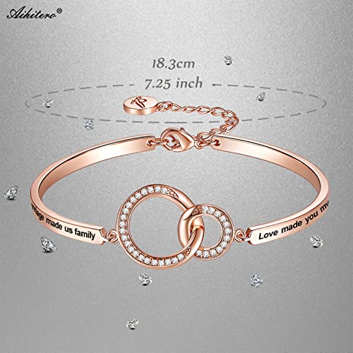 Birthday Mother/Daughter/Sister in Law Gift, ‘Marriage Made Us Family Love Made You My Mom/Daughter/Sister’ Bangle Bracelet, Women Girl Customized Jewelry, Christmas Wedding Present from Step2