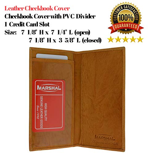 Marshal Checkbook Covers - Set Of 2 - Genuine Leather (Burgundy-Tan) #TOP1