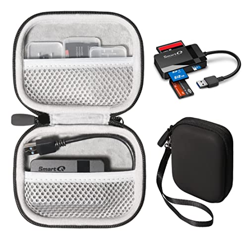 CaseSack Case for SD Card Reader Compatible with SmartQ C368, Hicober, URGREEN and Others, organizing case for SD Card, Card Readers, Flash Drive (Black)