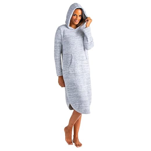 Softies Women's Ultra Soft Marshmallow Hooded Lounger with Plush Melange Fabric & Kangaroo Pocket (Heather Grey, Large-X-Large)