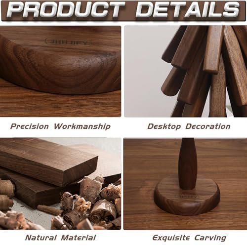 Walnut Trivet Set of 3, Natural Wood Hot Pads, Foldable Coaster Set with Stand, Tree Design Kitchen Hot Holder Pads, for Kitchen, Office Desk, Restaurant Cafe Coaster or Decoration