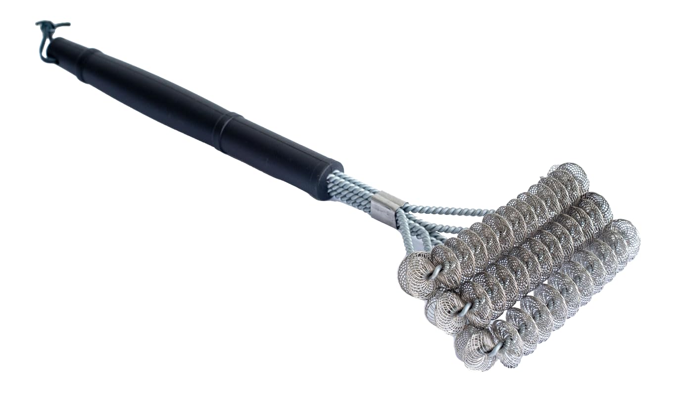 Texas Club BBQ Grate Cleaning Tool | 3-Head Bristle Spiral Brush for Barbeque Grill, 43 cm